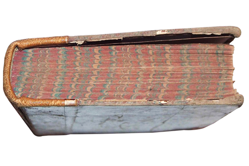 Old hardcover book with marble fore-edge painting