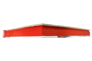 Vivid red fore-edge painting on a white hardcover book