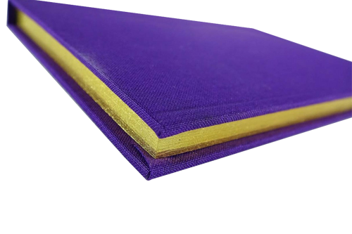 Violet hardcover book with a gold-painted fore-edge